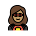 Jak wygląda emoji Kobieta superbohater: karnacja średnia w Openmoji.