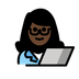 Bagaimana Woman Technologist: Dark Skin Tone emoji terlihat di Openmoji.