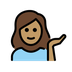 A quoi ressemblent les emoji Femme paume vers le haut: peau légèrement mate sur Openmoji.