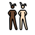 A quoi ressemblent les emoji Femmes avec des oreilles de lapin : peau foncée et peau claire sur Openmoji.