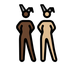 A quoi ressemblent les emoji Femmes avec des oreilles de lapin : peau foncée et peau moyennement claire sur Openmoji.