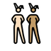 A quoi ressemblent les emoji Femmes avec des oreilles de lapin : peau claire et peau légèrement mate sur Openmoji.