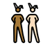 A quoi ressemblent les emoji Femmes avec des oreilles de lapin : peau mate et peau claire sur Openmoji.