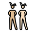 A quoi ressemblent les emoji Femmes avec des oreilles de lapin : peau moyennement claire et peau claire sur Openmoji.