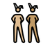 A quoi ressemblent les emoji Femmes avec des oreilles de lapin : peau moyennement claire et peau légèrement mate sur Openmoji.