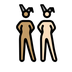 A quoi ressemblent les emoji Femmes avec des oreilles de lapin : peau légèrement mate et peau claire sur Openmoji.