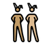 A quoi ressemblent les emoji Femmes avec des oreilles de lapin : peau légèrement mate et peau moyennement claire sur Openmoji.