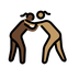 A quoi ressemblent les emoji Lutteuses : peau foncée et peau légèrement mate sur Openmoji.