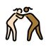 A quoi ressemblent les emoji Lutteuses : peau claire et peau mate sur Openmoji.