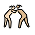 A quoi ressemblent les emoji Lutteuses : peau claire et peau moyennement claire sur Openmoji.