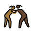 A quoi ressemblent les emoji Lutteuses : peau mate et peau foncée sur Openmoji.