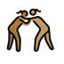 A quoi ressemblent les emoji Lutteuses : peau mate et peau légèrement mate sur Openmoji.