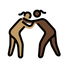 A quoi ressemblent les emoji Lutteuses : peau légèrement mate et peau foncée sur Openmoji.