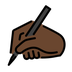 Bagaimana Writing Hand: Dark Skin Tone emoji terlihat di Openmoji.