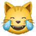 Como o emoji do Rosto de gato com lágrimas de alegria é exibido no Samsung.