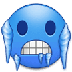 A quoi ressemblent les emoji Visage bleu et froid sur Samsung.