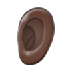 Bagaimana Ear: Dark Skin Tone emoji terlihat di Samsung.