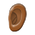 Bagaimana Ear: Medium-Dark Skin Tone emoji terlihat di Samsung.