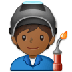 Bagaimana Factory Worker: Medium-Dark Skin Tone emoji terlihat di Samsung.