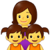 Bagaimana Family: Woman, Girl, Girl emoji terlihat di Samsung.