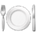 Bagaimana Fork and Knife with Plate emoji terlihat di Samsung.