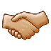 Bagaimana Handshake: Medium-Light Skin Tone emoji terlihat di Samsung.