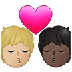 Bagaimana Kiss: Person, Person, Medium-Light Skin Tone, Dark Skin Tone emoji terlihat di Samsung.