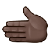 Bagaimana Leftwards Hand: Dark Skin Tone emoji terlihat di Samsung.