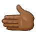 Bagaimana Leftwards Hand: Medium-Dark Skin Tone emoji terlihat di Samsung.