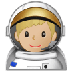 Como o emoji do Astronauta homem: pele morena clara é exibido no Samsung.