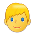 Bagaimana Man: Blond Hair emoji terlihat di Samsung.