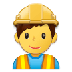 Cómo se ve el emoji Profesional de la construcción hombre en Samsung.