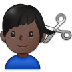 Como o emoji do Homem cortando o cabelo: pele escura é exibido no Samsung.