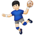 Cómo se ve el emoji Hombre jugando al balonmano: tono de piel claro en Samsung.