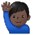 Bagaimana Man Raising Hand: Dark Skin Tone emoji terlihat di Samsung.