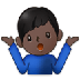 Bagaimana Man Shrugging: Dark Skin Tone emoji terlihat di Samsung.