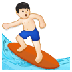 A quoi ressemblent les emoji Surfeur: peau claire sur Samsung.