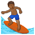 Como o emoji do Homem surfista: pele morena escura é exibido no Samsung.