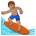 Cómo se ve el emoji Hombre haciendo surf: tono de piel medio en Samsung.