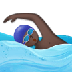 Bagaimana Man Swimming: Dark Skin Tone emoji terlihat di Samsung.