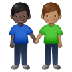 Como o emoji do Dois homens de mãos dadas: pele escura e pele morena é exibido no Samsung.