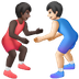 איך גברים מתאבקים: גוון עור כהה, גוון עור בהיר emoji נראה על Samsung.