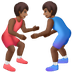 איך גברים מתאבקים: גוון עור כהה בינוני emoji נראה על Samsung.