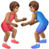 איך גברים מתאבקים: גוון עור בינוני emoji נראה על Samsung.