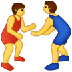 Bagaimana Men Wrestling emoji terlihat di Samsung.