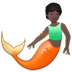 Cómo se ve el emoji Persona sirena: tono de piel oscuro en Samsung.