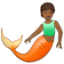 Como o emoji do Pessoa sereia: pele morena escura é exibido no Samsung.