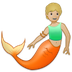 Cómo se ve el emoji Persona sirena: tono de piel claro medio en Samsung.