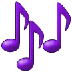 A quoi ressemblent les emoji Notes de musique sur Samsung.