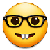 A quoi ressemblent les emoji Visage de geek sur Samsung.